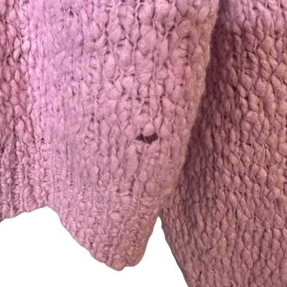 Maeve | Pink Chunky Knit Sweater | Wool Blend | Mock Neck | Size M - Picture 3 of 8